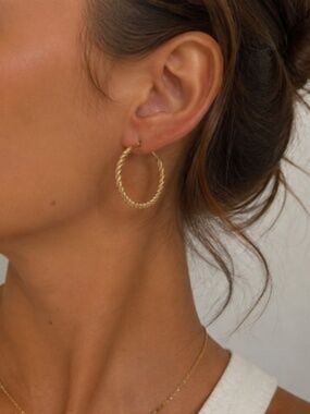 Gold Vermeil Twisted Rope Hoop Earrings | 2-inch diameter